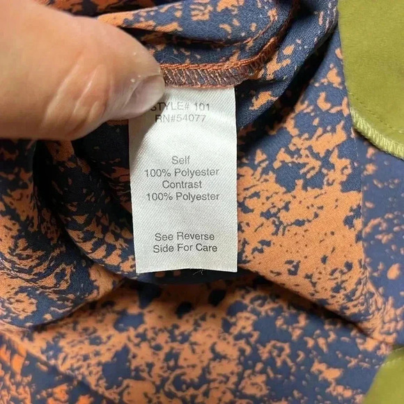 Cabi Python Print Border Wrap Blouse Navy Rust Olive Snakeskin Top Size S - Picture 5 of 6